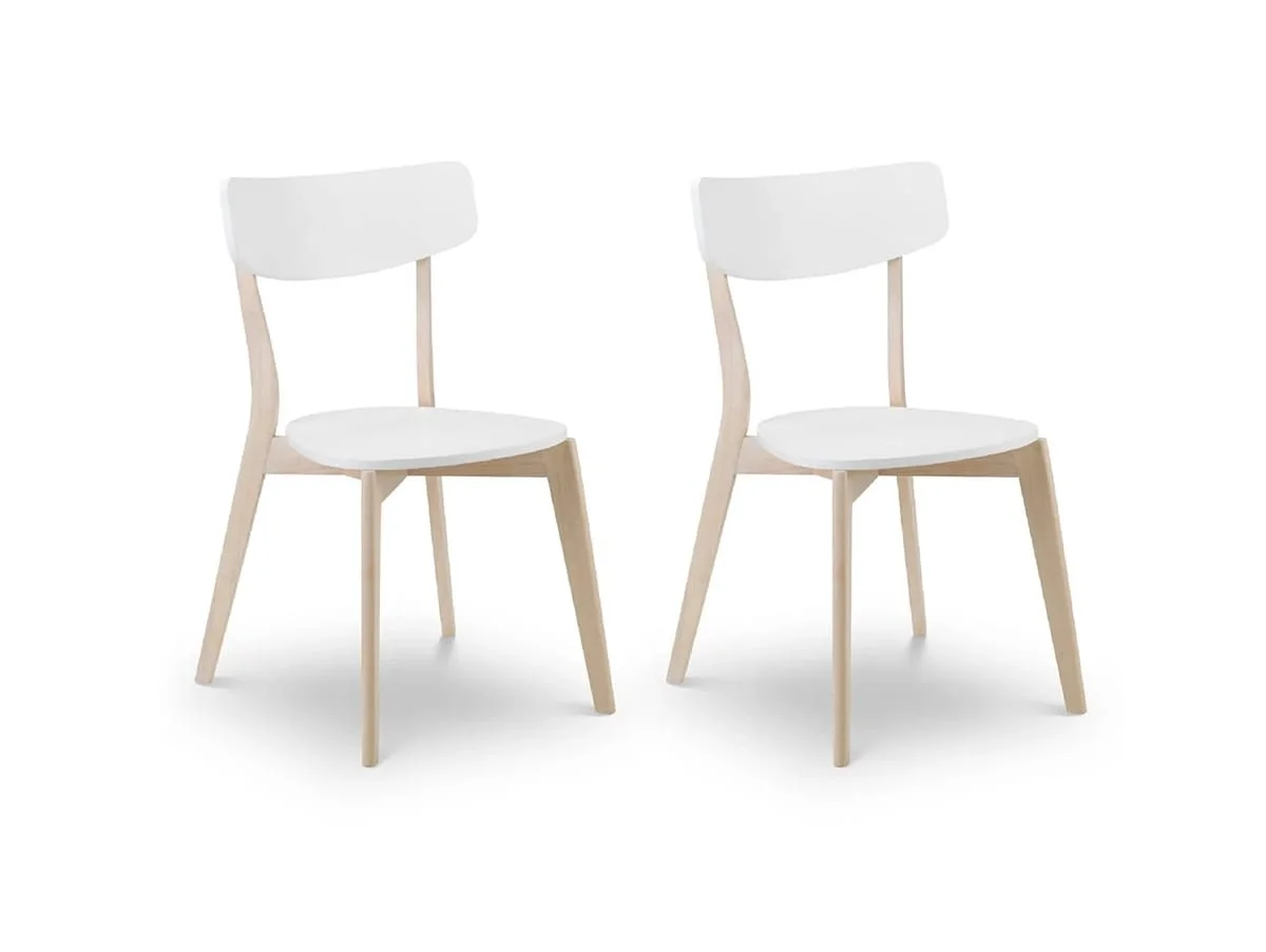Julian Bowen Julian Bowen Casa White and Oak Wooden Set of 2 Dining Chairs