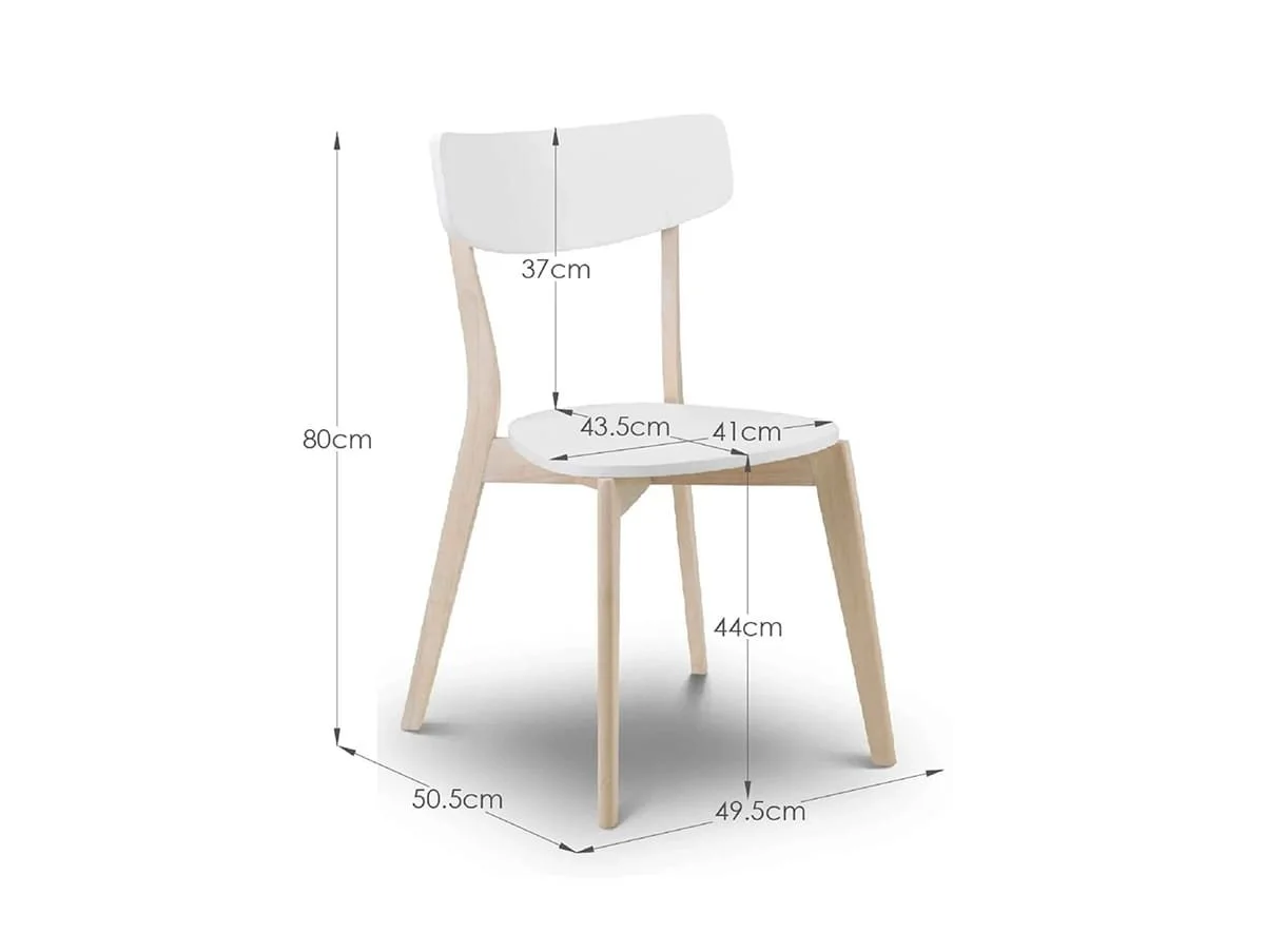 Julian Bowen Julian Bowen Casa White and Oak Wooden Set of 2 Dining Chairs