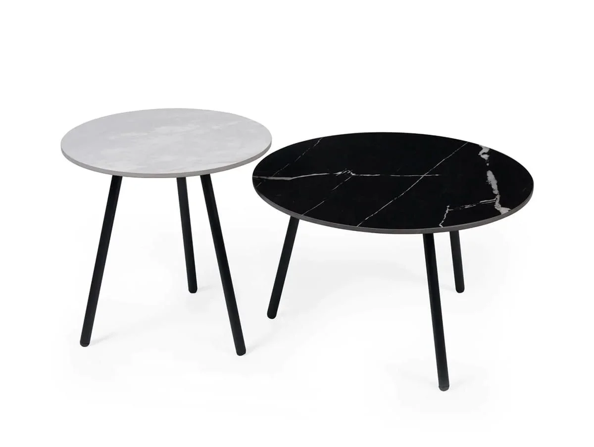 Julian Bowen Julian Bowen Casper Black and Grey Marble Nest of Tables