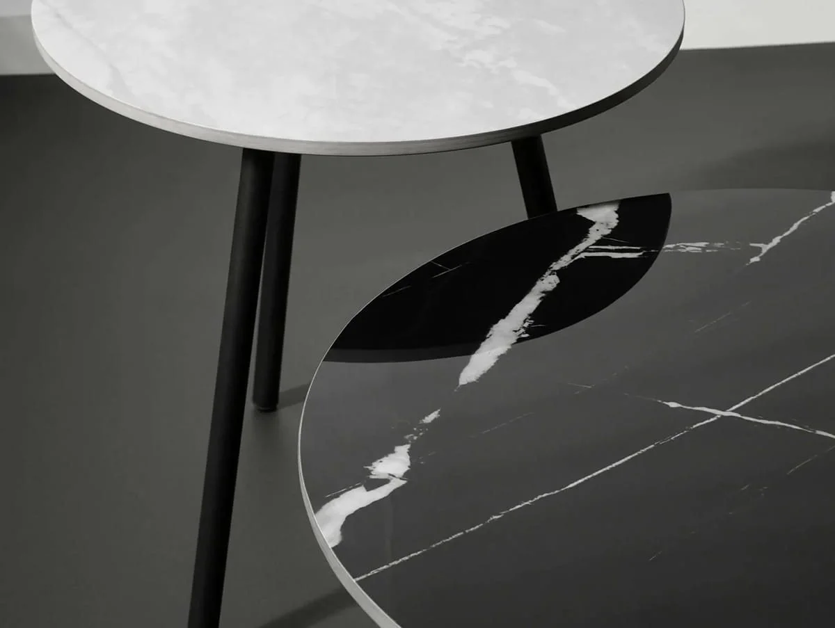 Julian Bowen Julian Bowen Casper Black and Grey Marble Nest of Tables