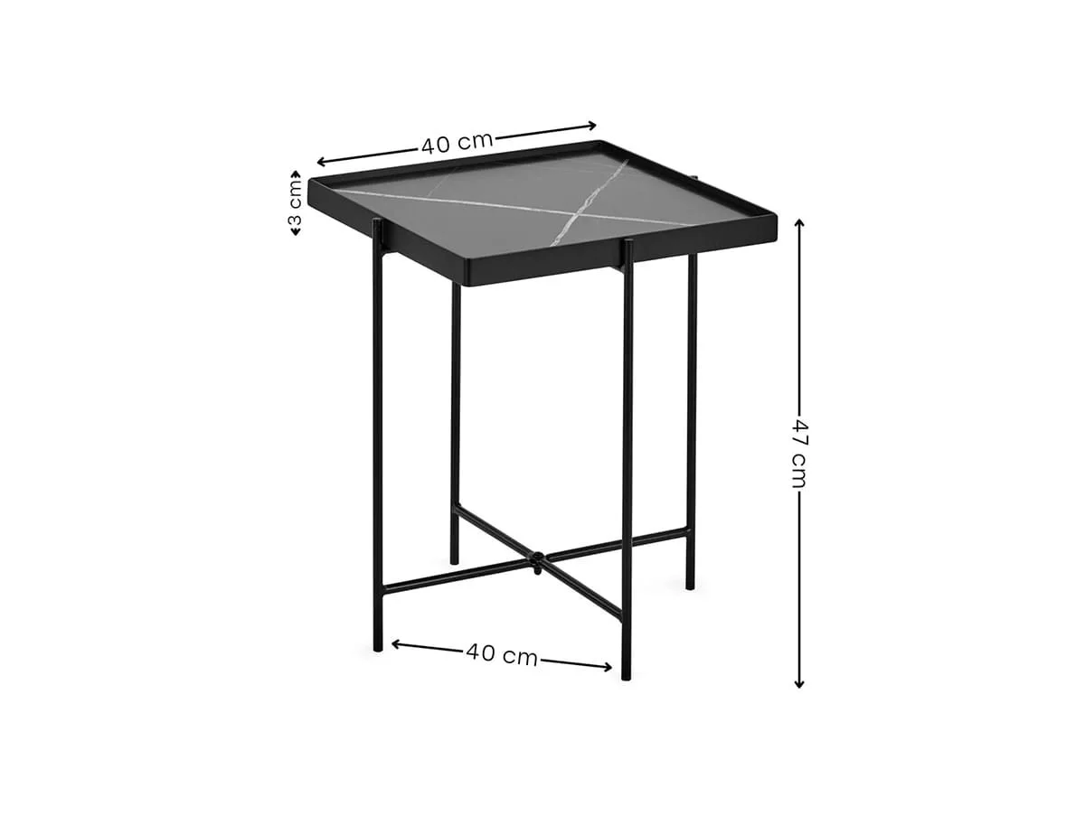 Julian Bowen Julian Bowen Celia Black and White Marble Lamp Table