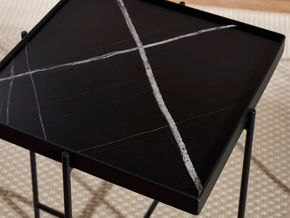 Julian Bowen Julian Bowen Celia Black and White Marble Lamp Table