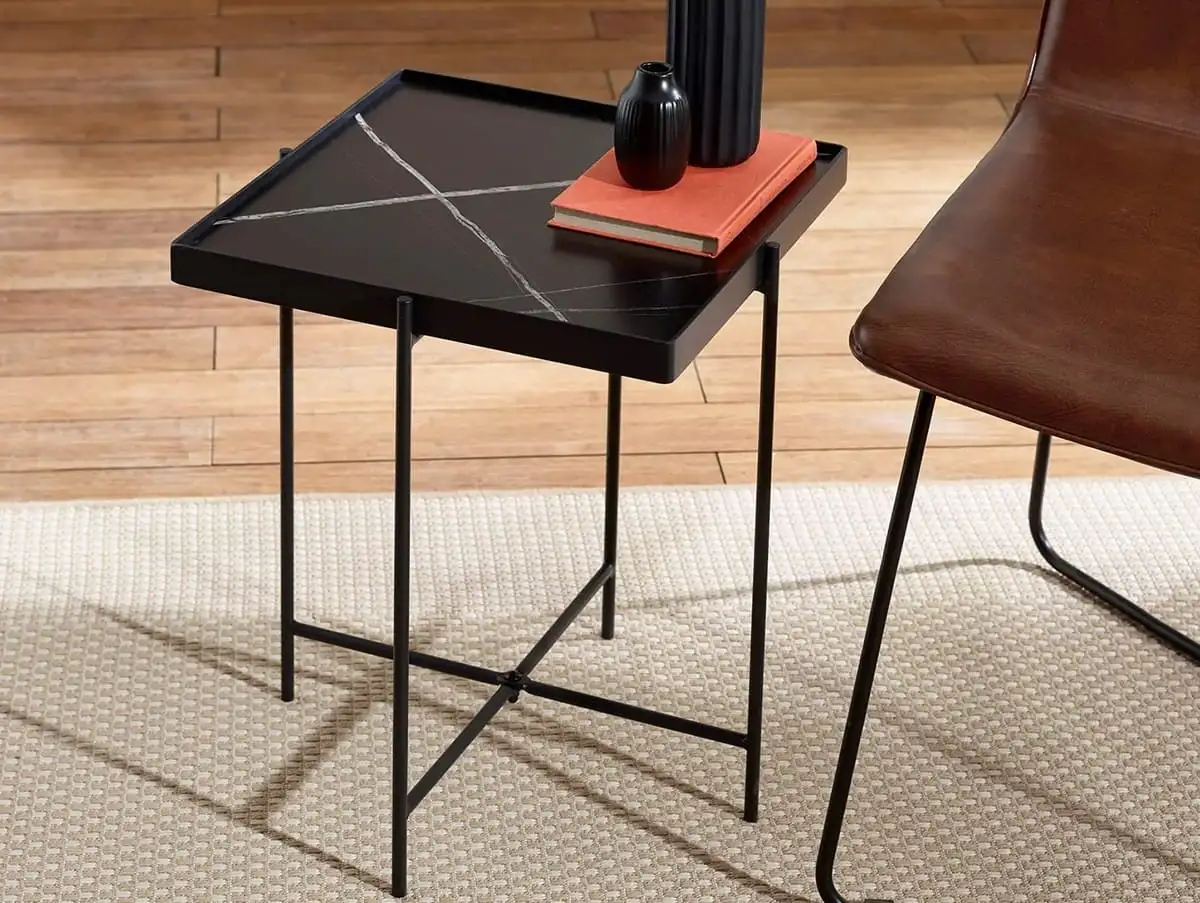 Julian Bowen Julian Bowen Celia Black and White Marble Lamp Table
