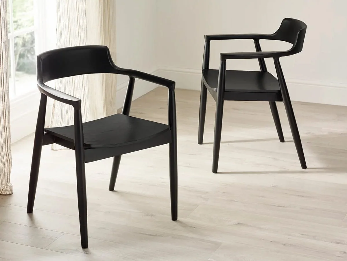 Julian Bowen Julian Bowen Franklin Black Wooden Set of 2 Dining Chairs