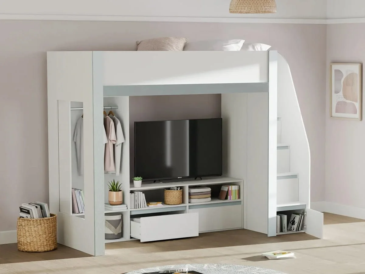 Julian Bowen Julian Bowen Gaia White and Silver Wooden High Sleeper Bed