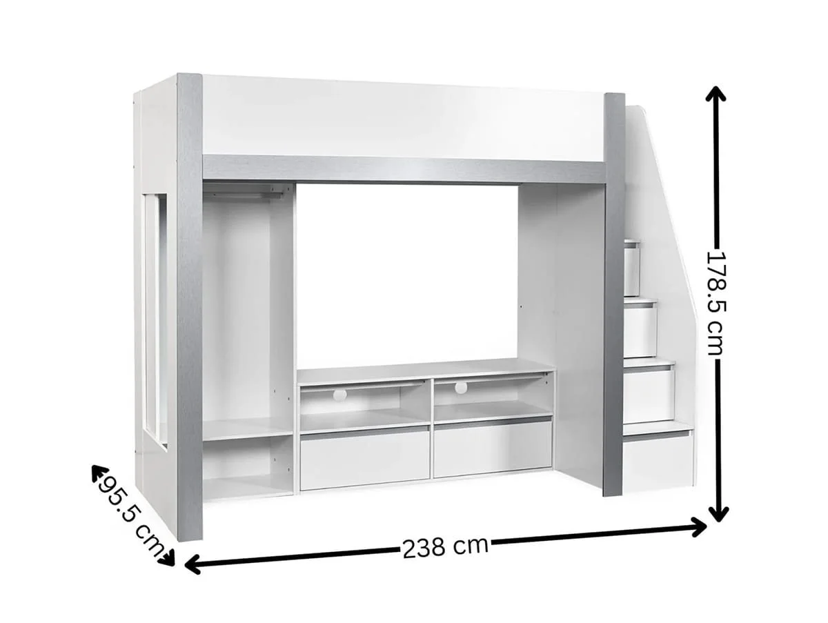 Julian Bowen Julian Bowen Gaia White and Silver Wooden High Sleeper Bed