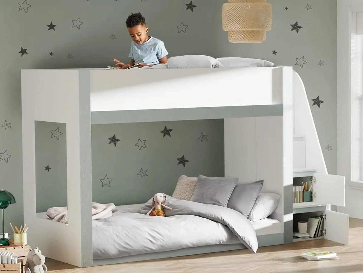 Julian Bowen Julian Bowen Gaia White and Silver Wooden Bunk Bed Frame