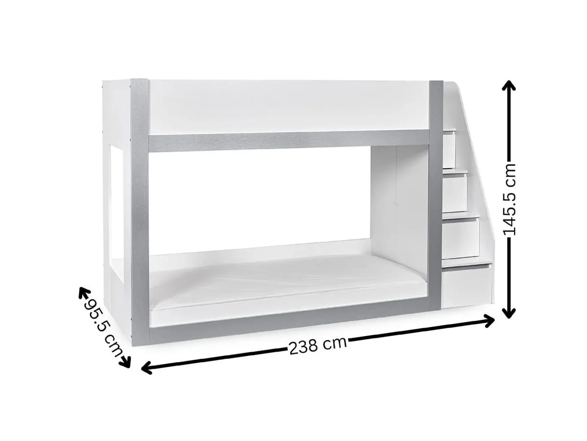 Julian Bowen Julian Bowen Gaia White and Silver Wooden Bunk Bed Frame
