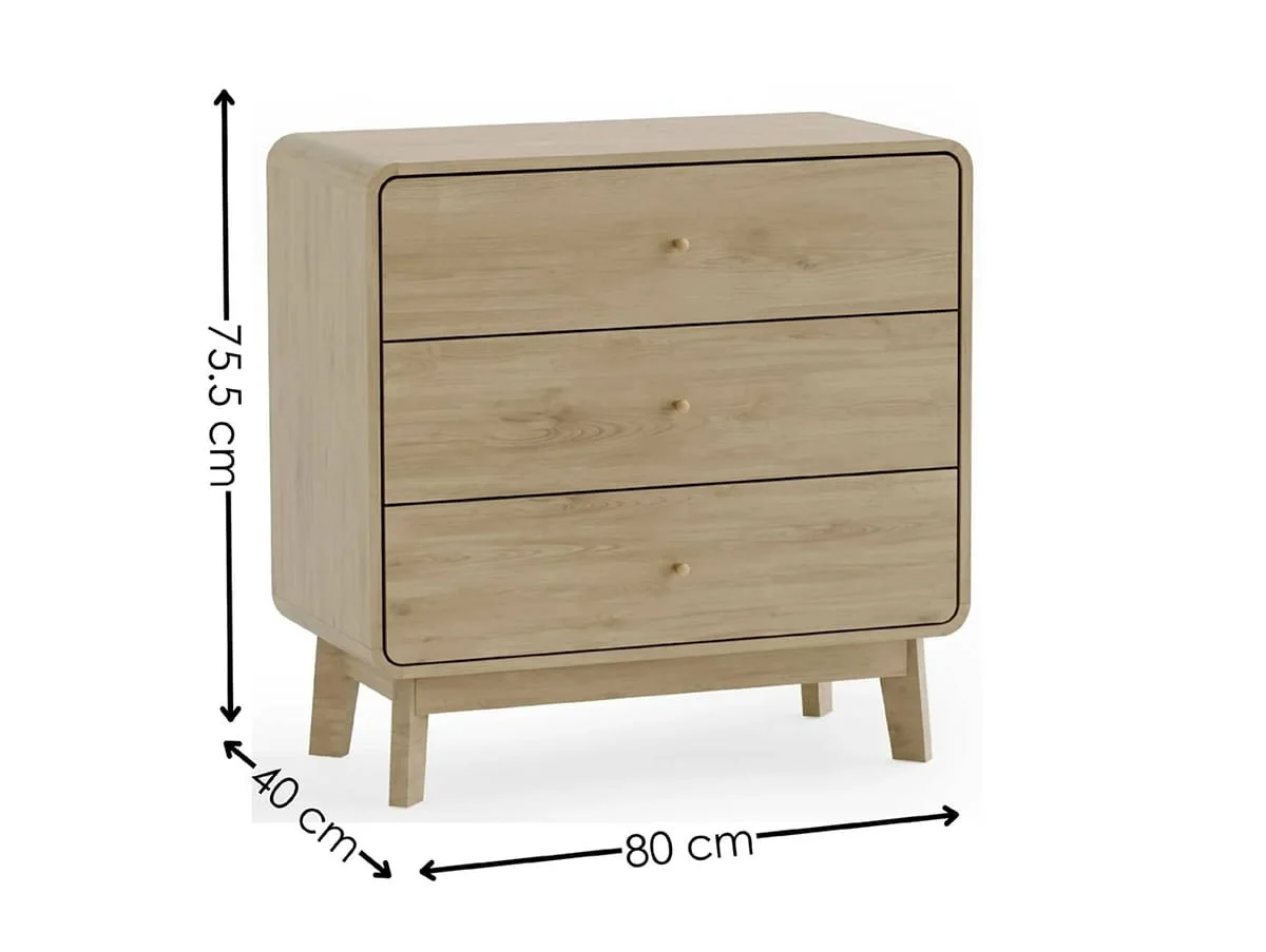 Julian Bowen Julian Bowen Ingrid Light Oak 3 Drawer Chest of Drawers