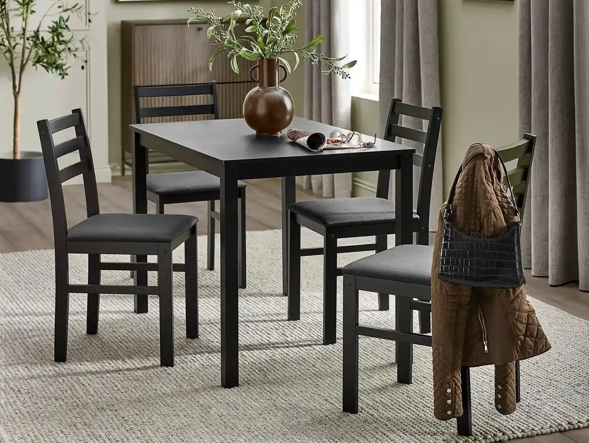 Julian Bowen Julian Bowen Keats Black Dining Table and 4 Chair Set