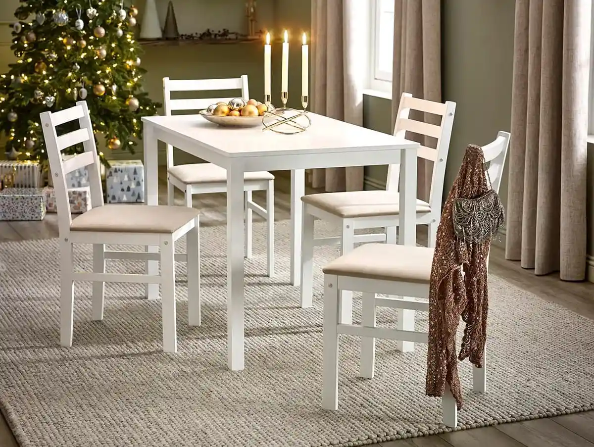 Julian Bowen Julian Bowen Keats White Dining Table and 4 Chair Set