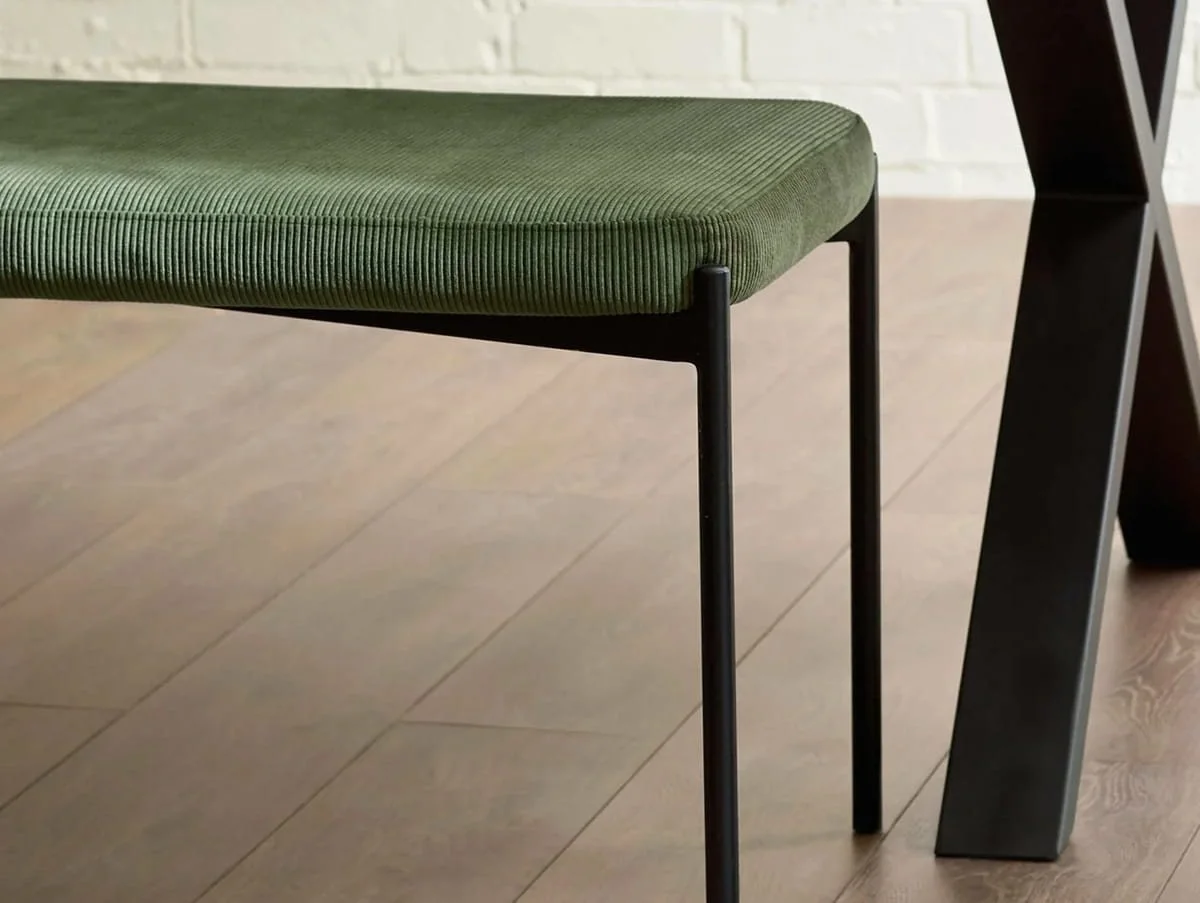 Julian Bowen Julian Bowen Leonie 120cm Green Fabric Dining Bench