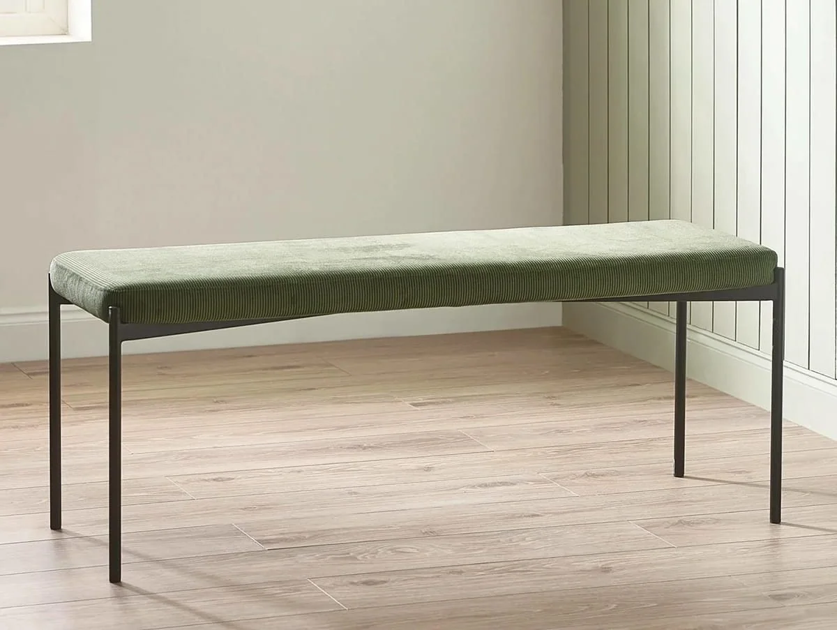 Julian Bowen Julian Bowen Leonie 120cm Green Fabric Dining Bench