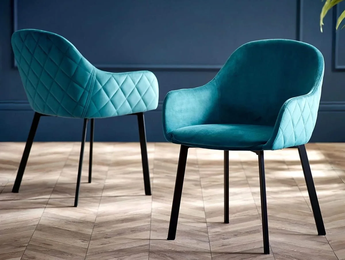 Julian Bowen Julian Bowen Lima Teal Velvet Fabric Set of 2 Dining Chairs