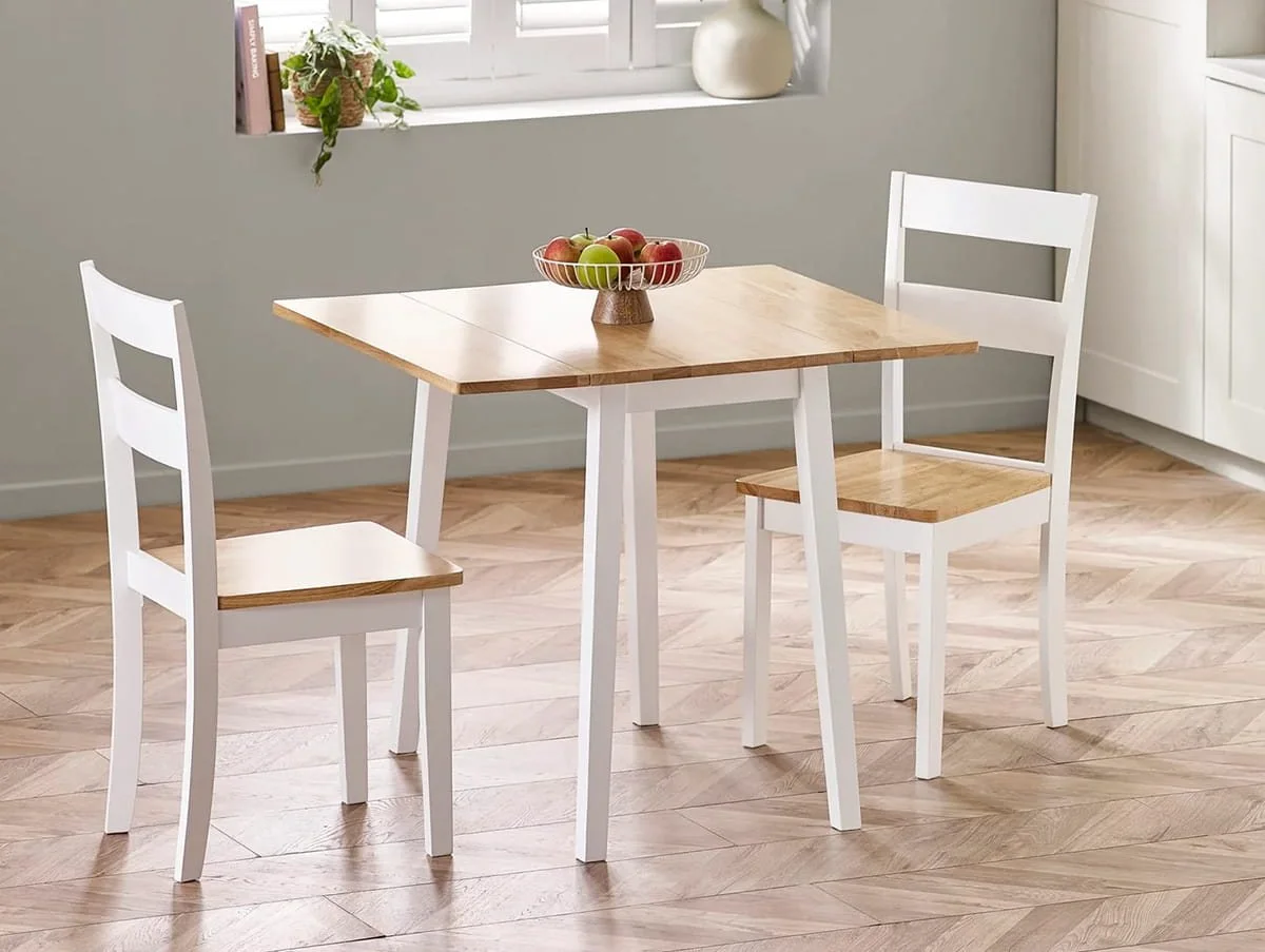 Julian Bowen Julian Bowen Linwood White and Oak Wooden Drop Leaf Dining Table