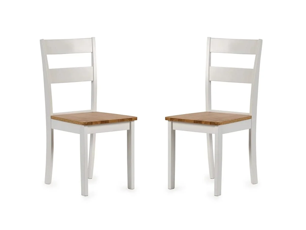 Julian Bowen Julian Bowen Linwood White and Oak Wooden Set of 2 Dining Chairs