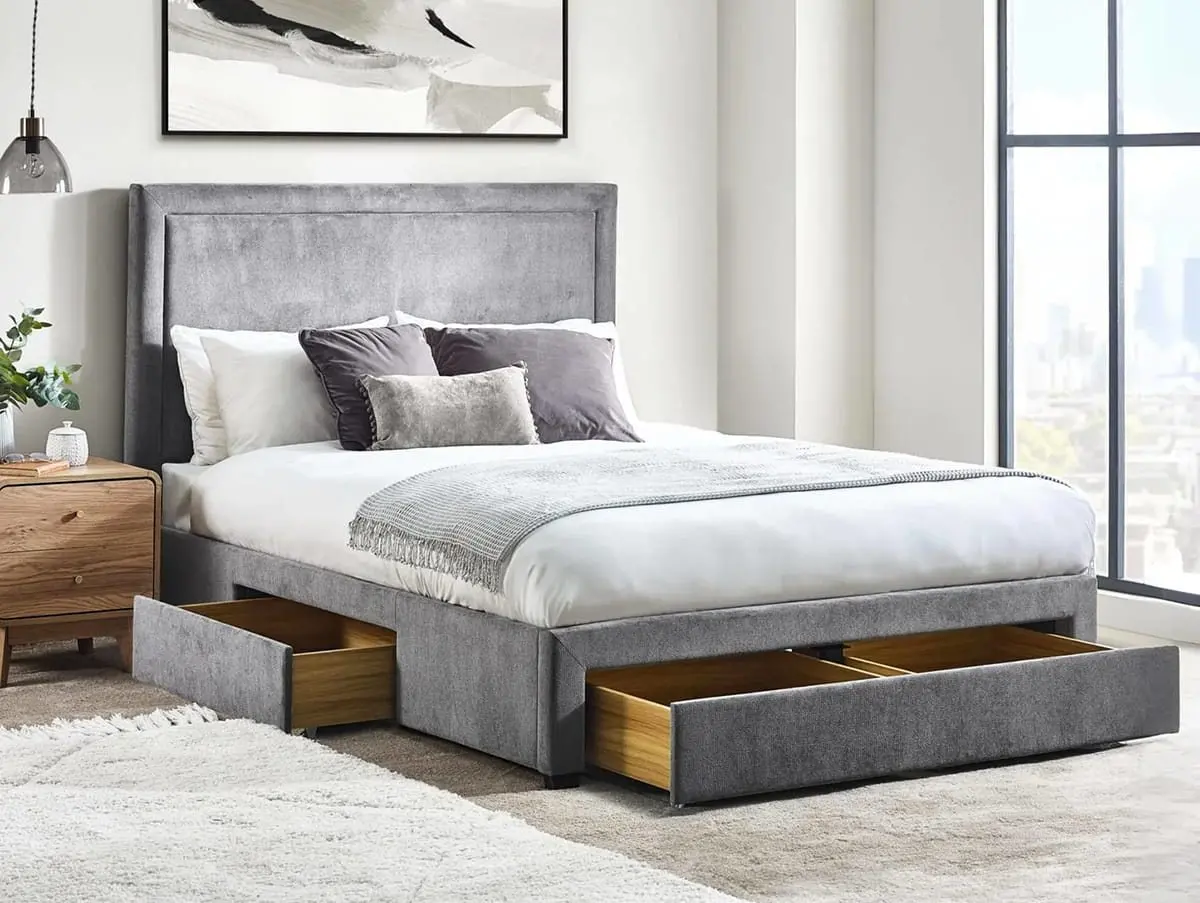 Julian Bowen Julian Bowen Mayfair 4 Drawer Storage Grey Fabric Bed Frame