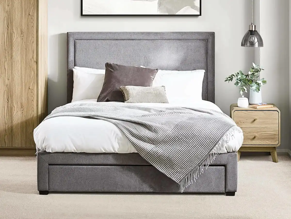 Julian Bowen Julian Bowen Mayfair 4 Drawer Storage Grey Fabric Bed Frame