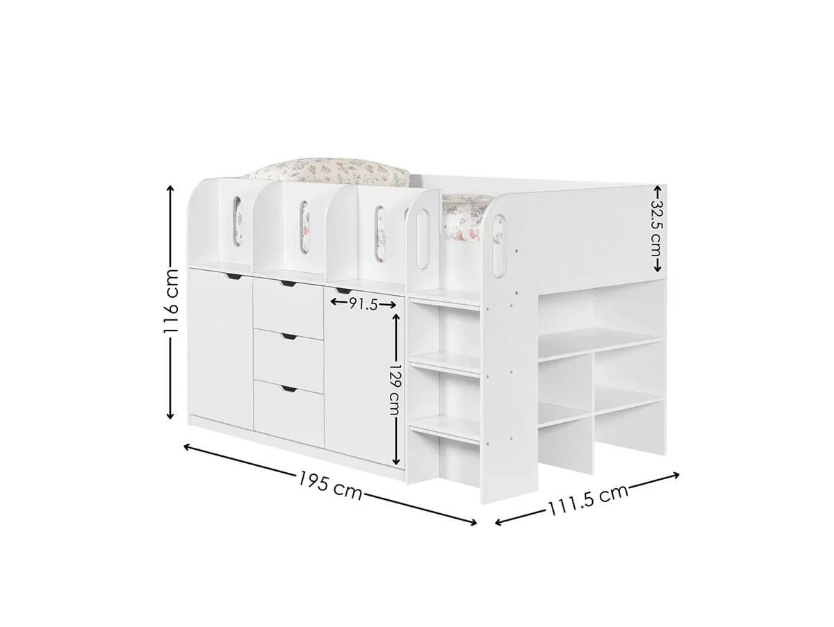 Julian Bowen Julian Bowen Vision White Wooden Mid Sleeper Bed