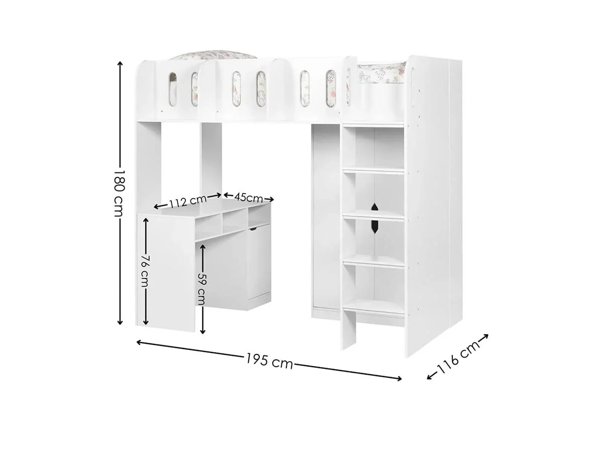 Julian Bowen Julian Bowen Vision White Wooden High Sleeper Bed