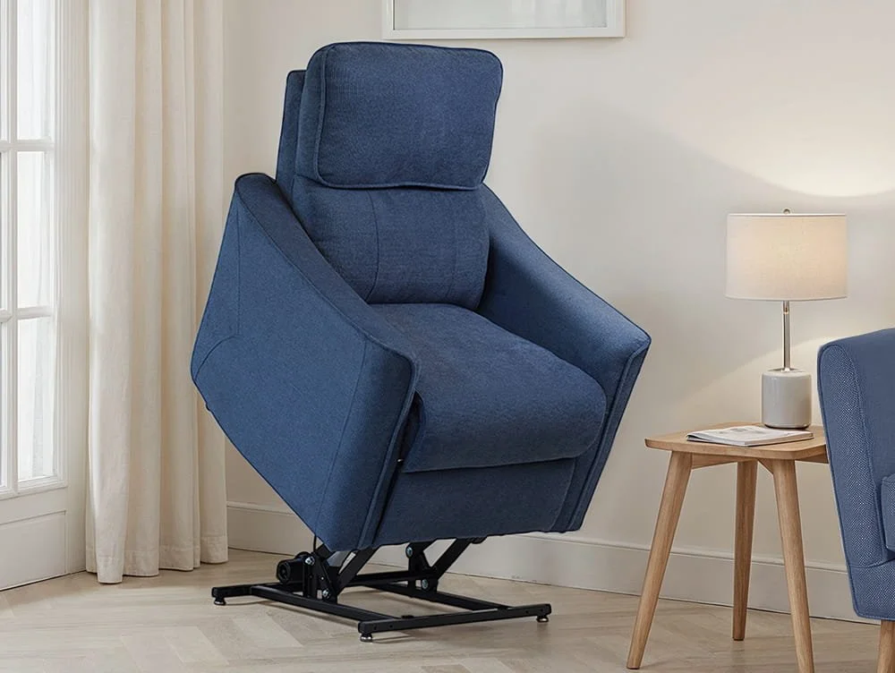 PICK4U PICK4U Balmoral Dual Motor Blue Fabric Riser Recliner Chair