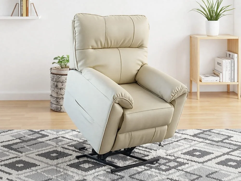 PICK4U PICK4U Knightsbridge Dual Motor Cream Leather Riser Recliner Chair