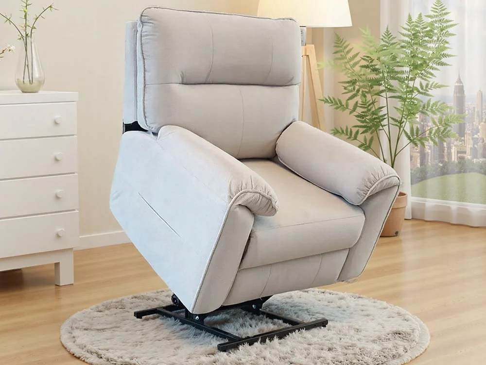 PICK4U PICK4U Knightsbridge Dual Motor Dark Cream Fabric Riser Recliner Chair