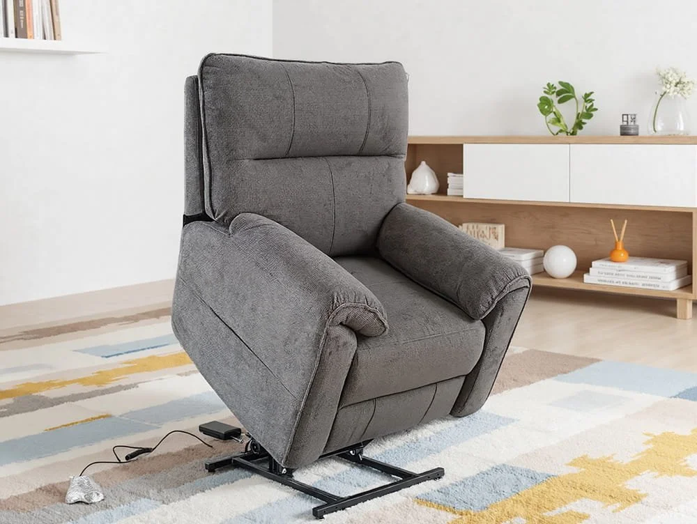 PICK4U PICK4U Knightsbridge Dual Motor Dark Grey Fabric Riser Recliner Chair