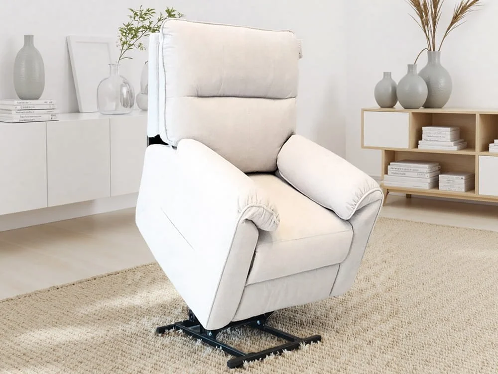 PICK4U PICK4U Knightsbridge Dual Motor Light Cream Fabric Riser Recliner Chair