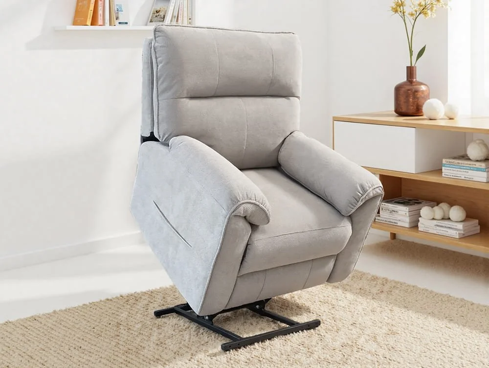 PICK4U PICK4U Knightsbridge Dual Motor Light Grey Fabric Riser Recliner Chair