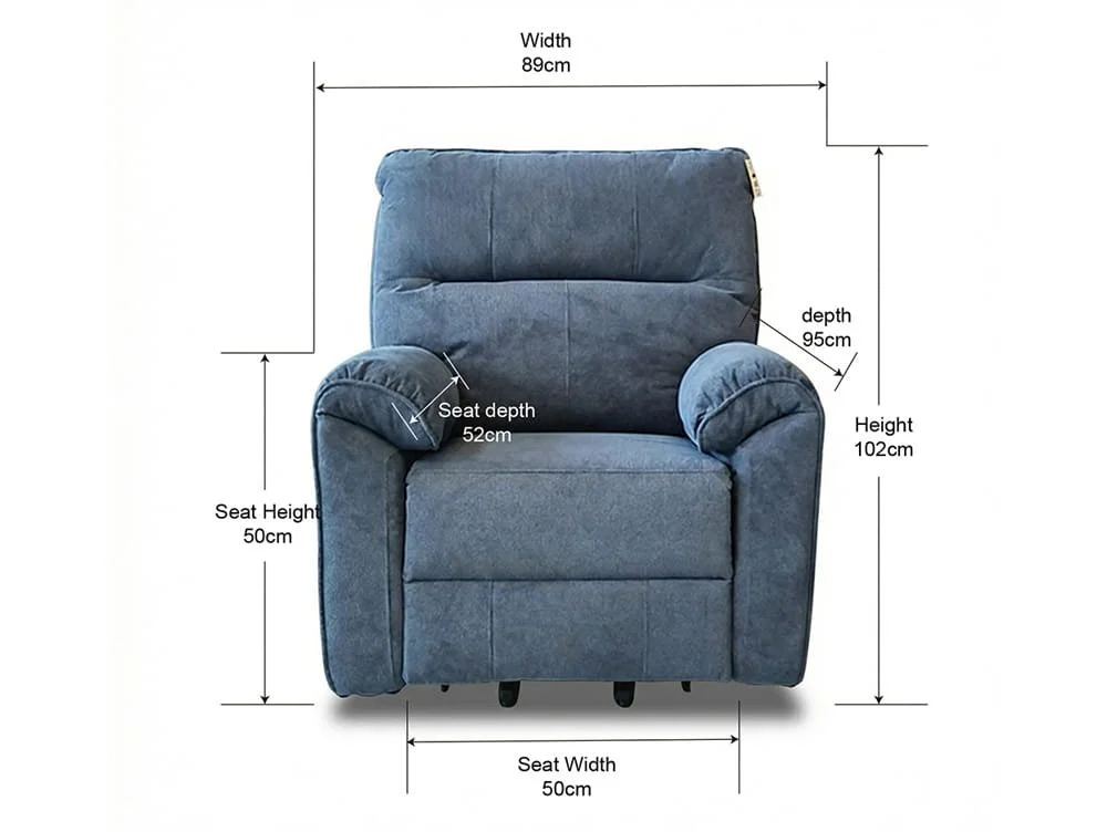 PICK4U PICK4U Knightsbridge Single Motor Midnight Blue Fabric Riser Recliner Chair