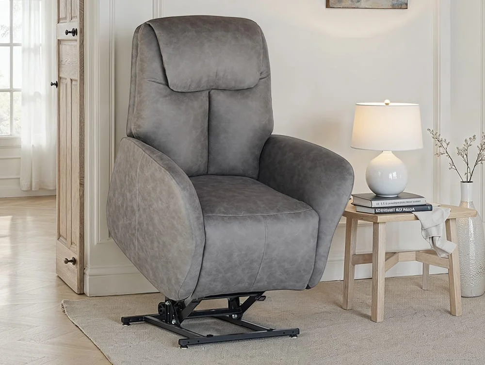 PICK4U PICK4U Windsor Dual Motor Grey Faux Leather Riser Recliner Chair
