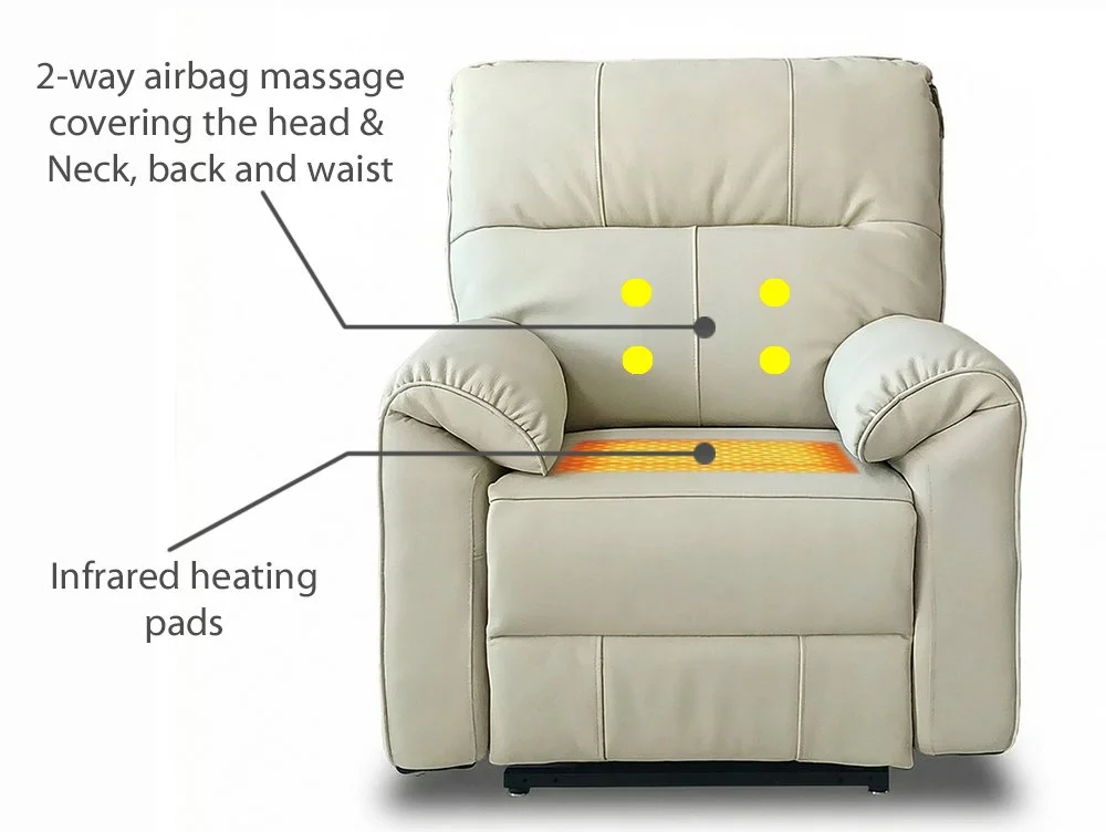 PICK4U PICK4U Knightsbridge Dual Motor Cream Leather Riser Recliner Chair