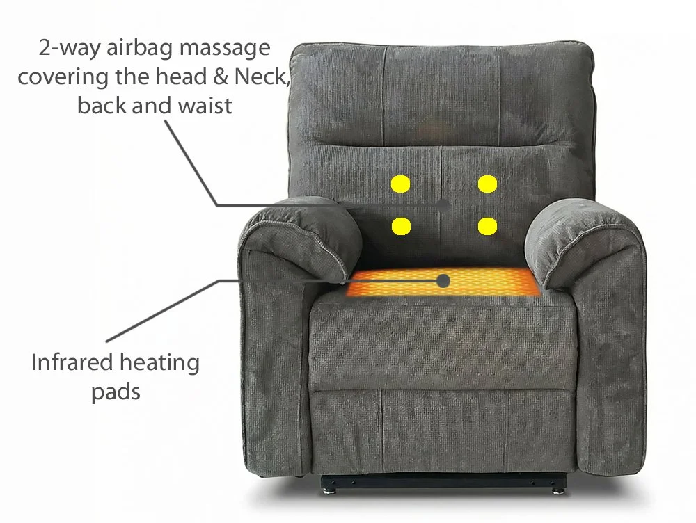 PICK4U PICK4U Knightsbridge Dual Motor Dark Grey Fabric Riser Recliner Chair
