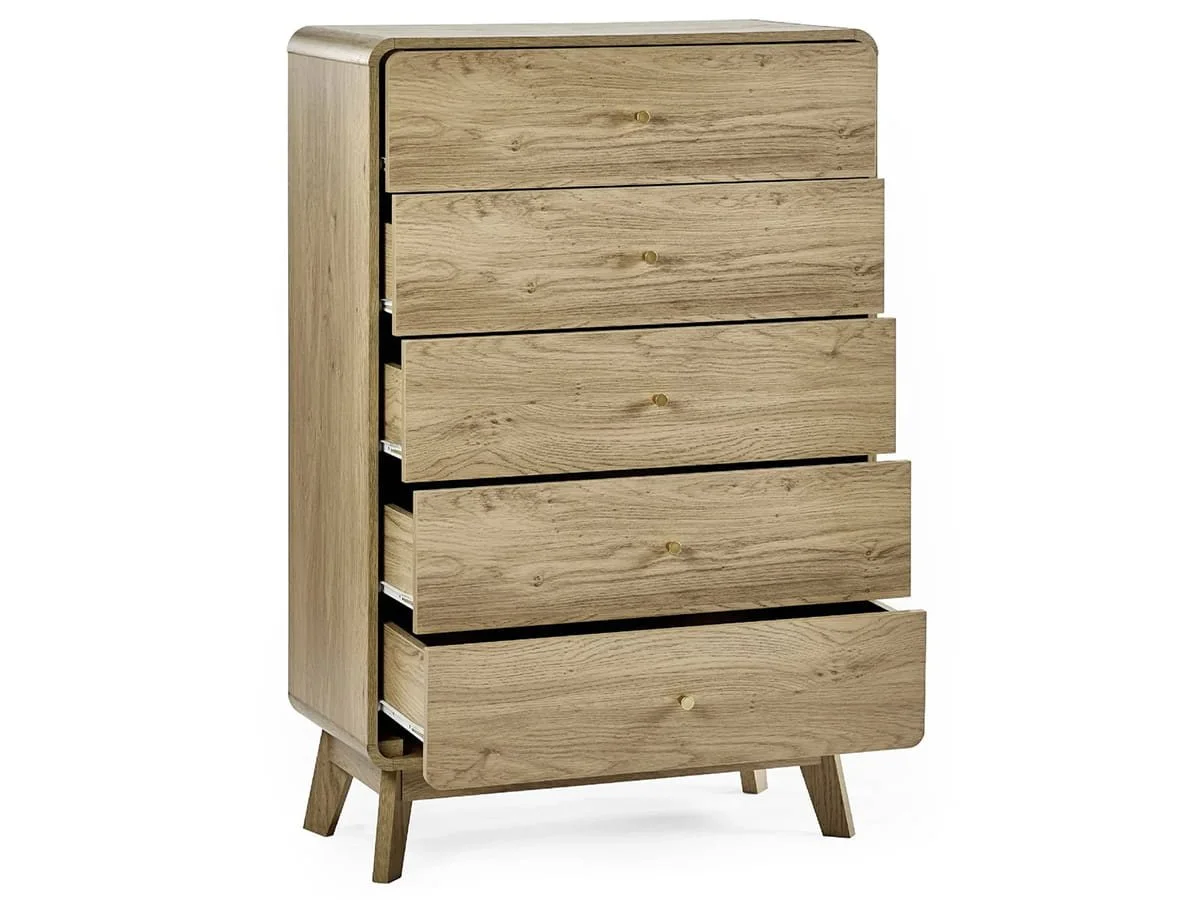 Julian Bowen Julian Bowen Ingrid Light Oak 5 Drawer Chest of Drawers