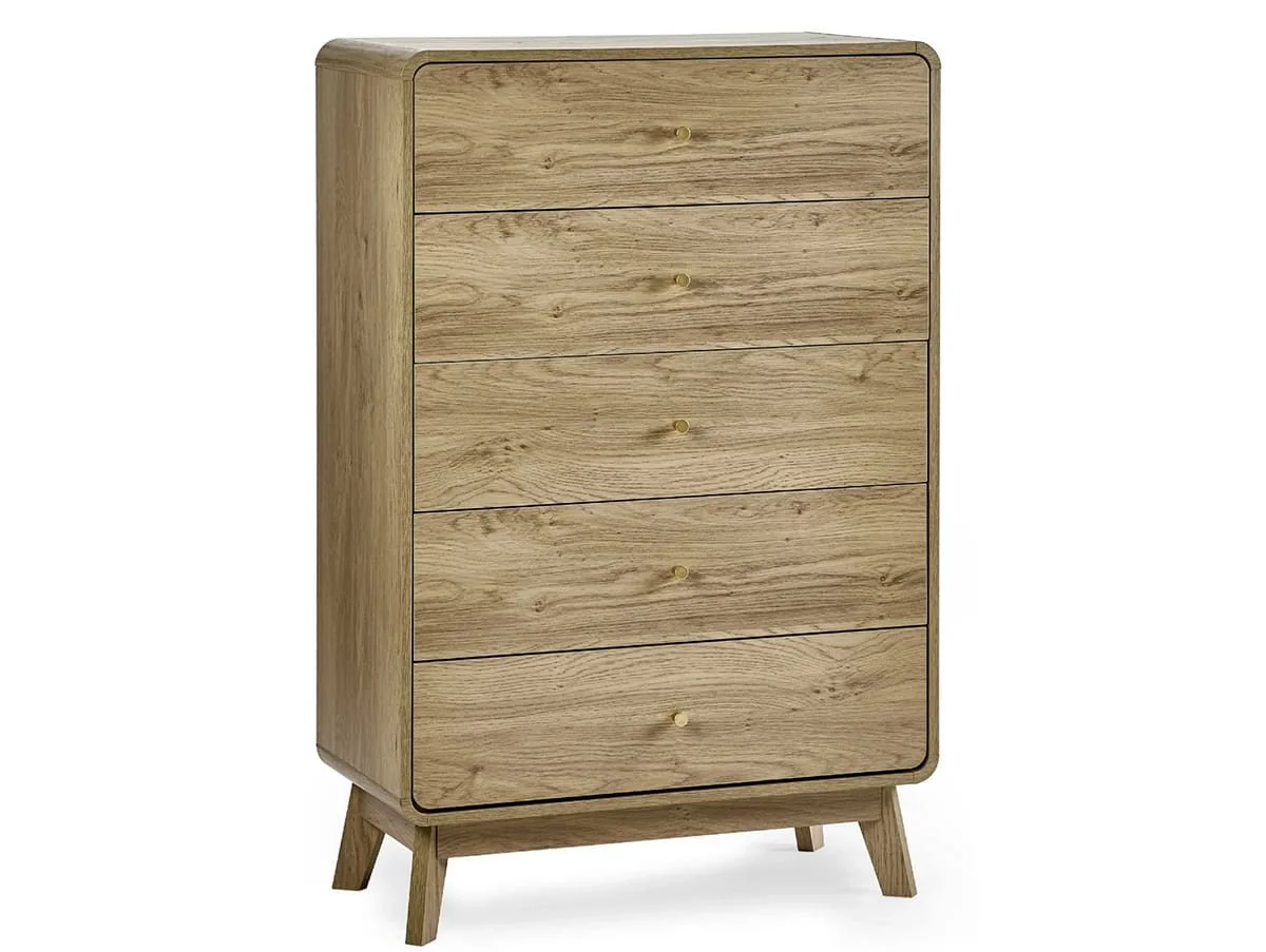 Julian Bowen Julian Bowen Ingrid Light Oak 5 Drawer Chest of Drawers
