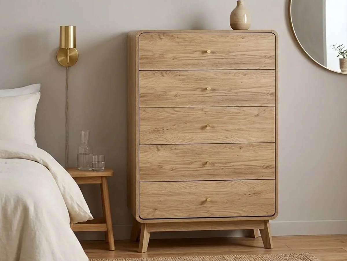Julian Bowen Julian Bowen Ingrid Light Oak 5 Drawer Chest of Drawers