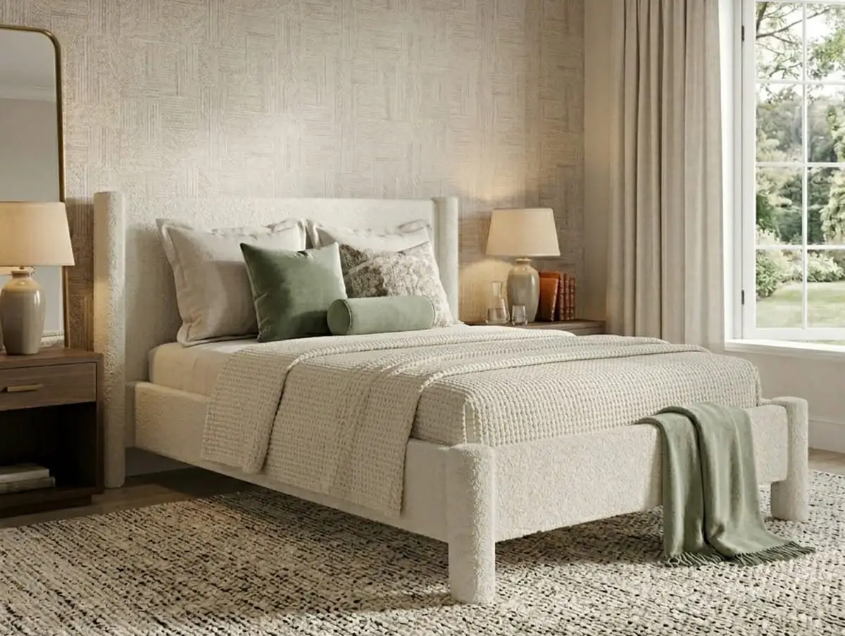 LPD LPD Dena Snow Boucle Bed Frame