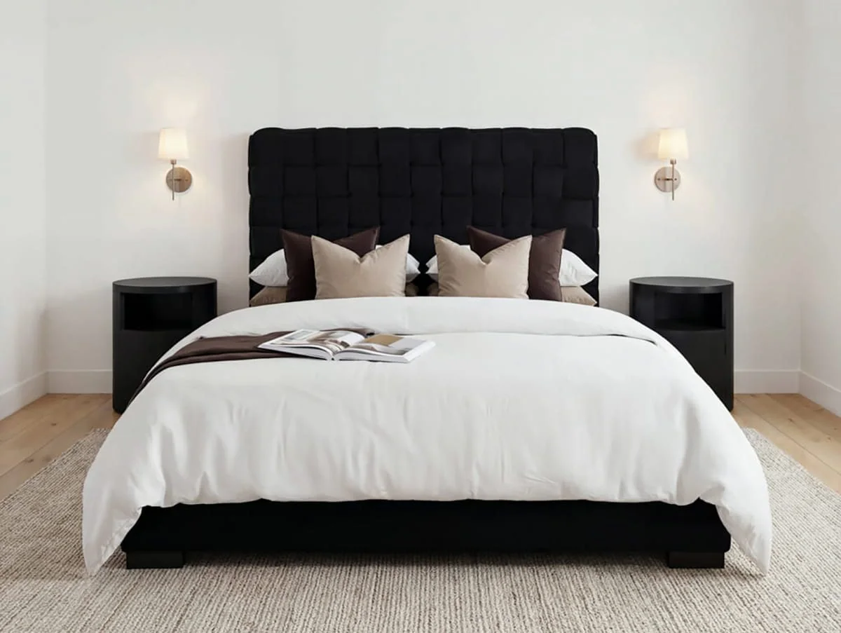 LPD LPD Pasadena Black Fabric Bed Frame