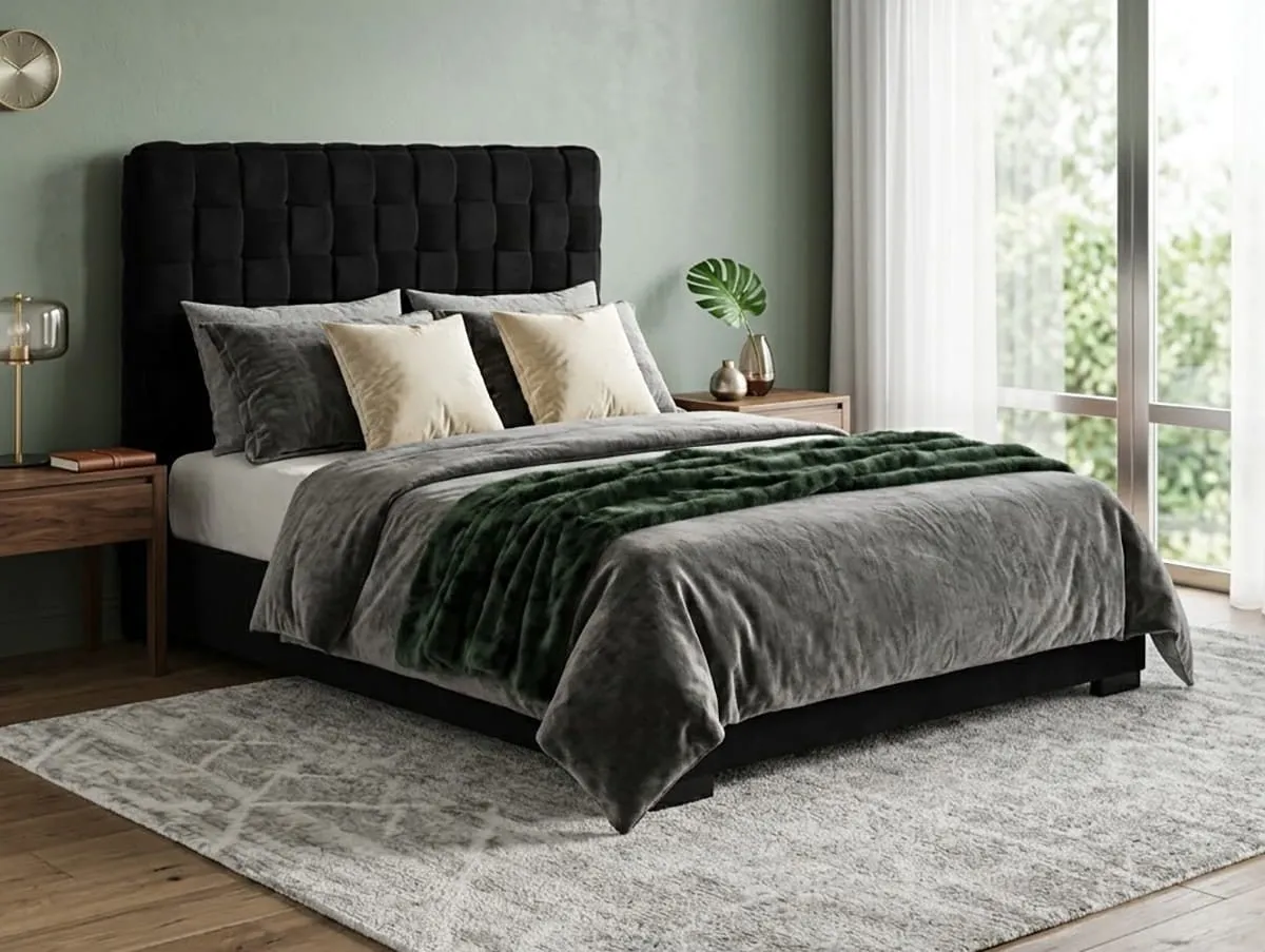 LPD LPD Pasadena Black Fabric Bed Frame