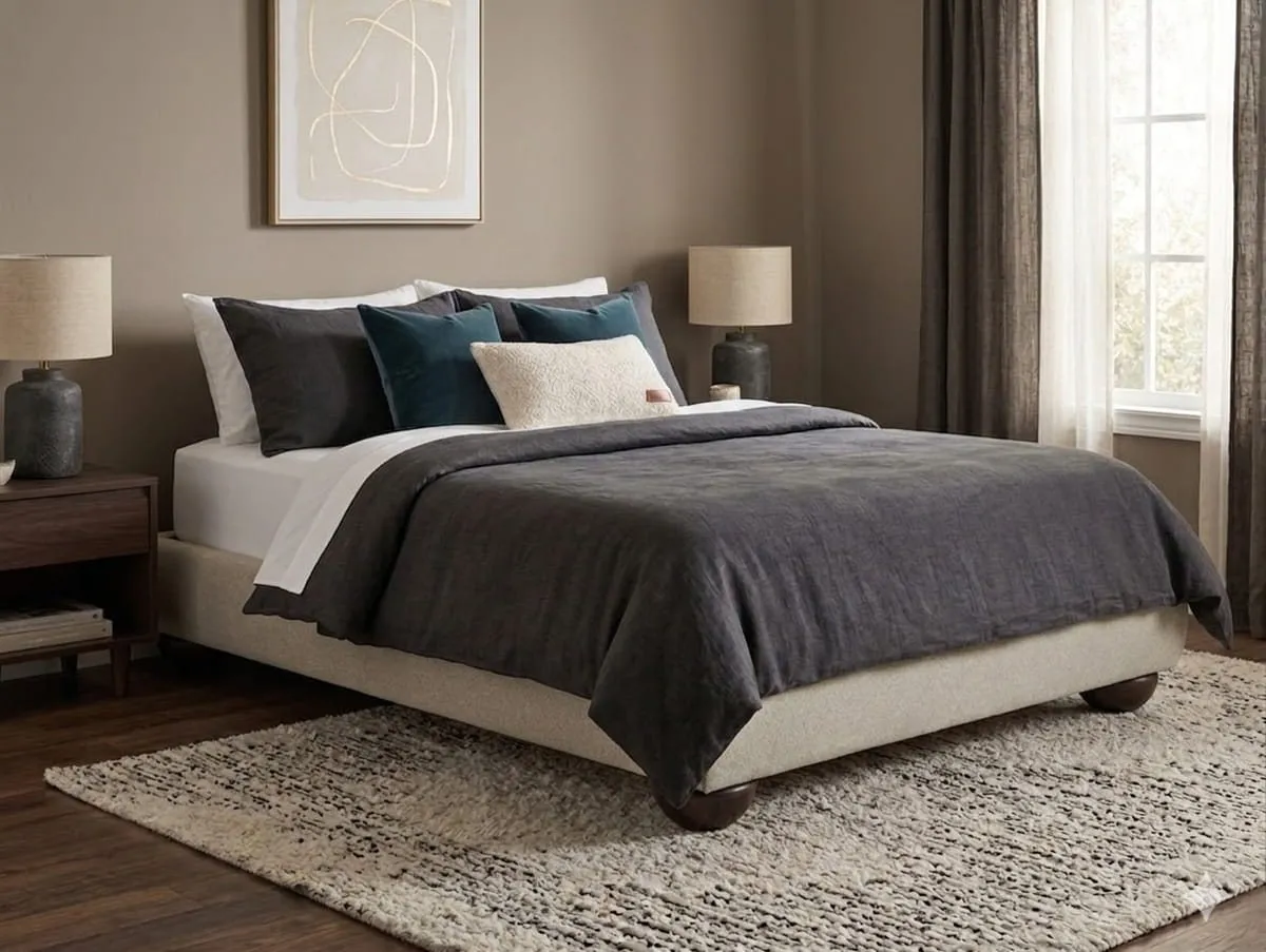 LPD LPD Soller Porridge Chenille Fabric Bed Frame