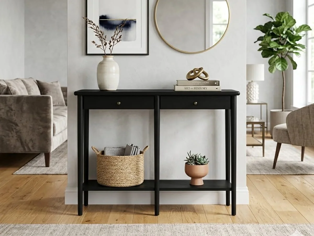LPD LPD Jackson Black Wooden Console Table