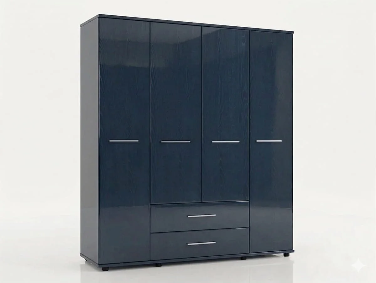 ASC ASC Venice Gloss 4 Door 2 Drawer Wardrobe (Assembled)