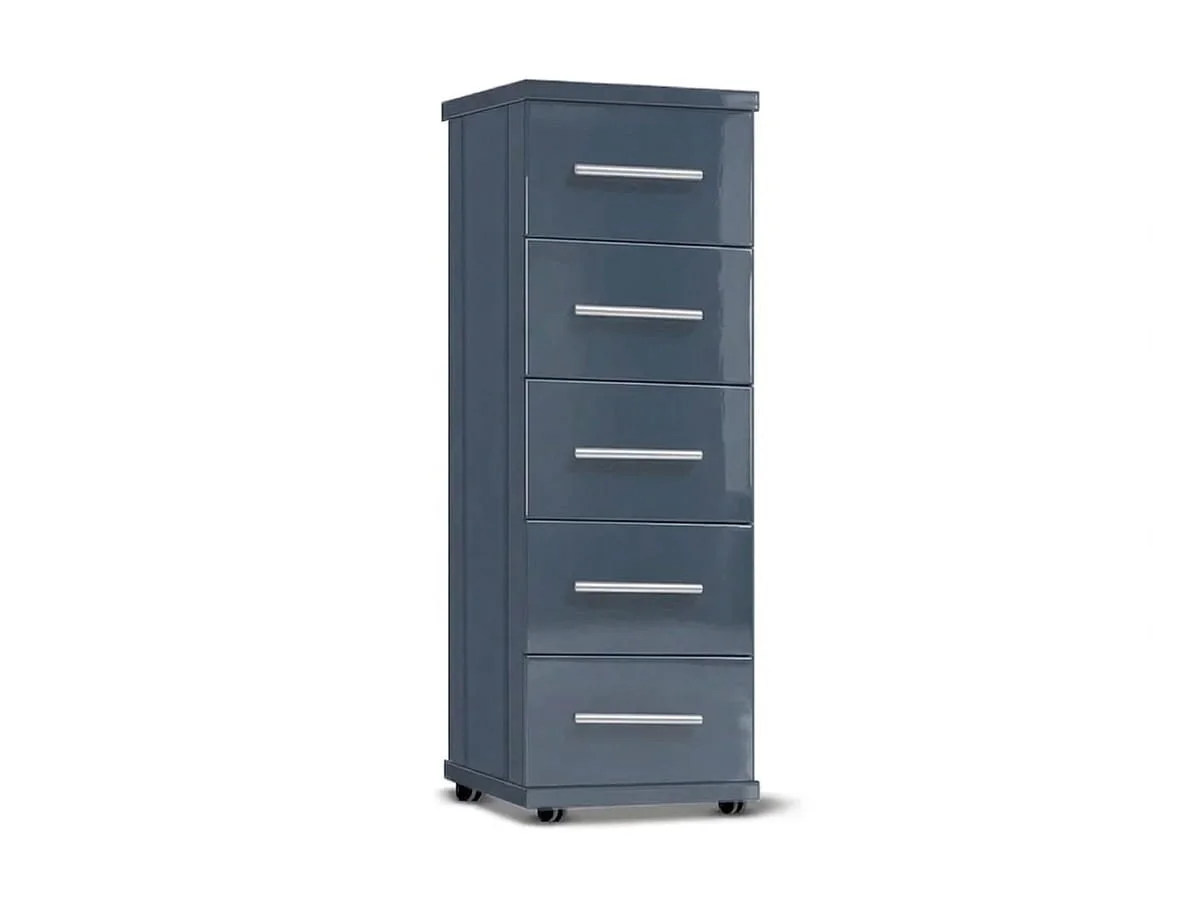 ASC ASC Venice Gloss 5 Drawer Tall Narrow Chest of Drawers (Assembled)