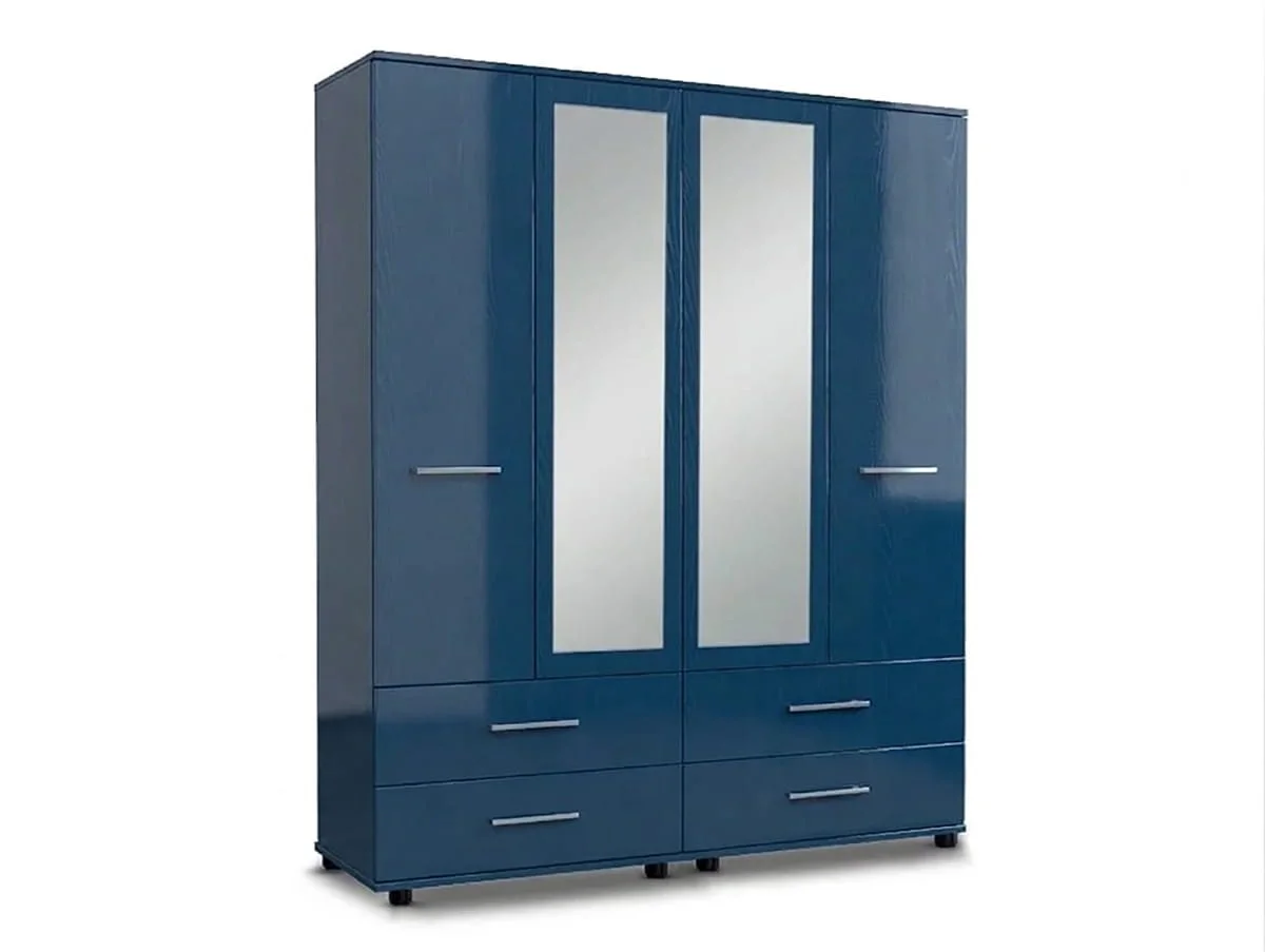 ASC ASC Venice Gloss 4 Door 4 Drawer Mirrored Wardrobe (Assembled)