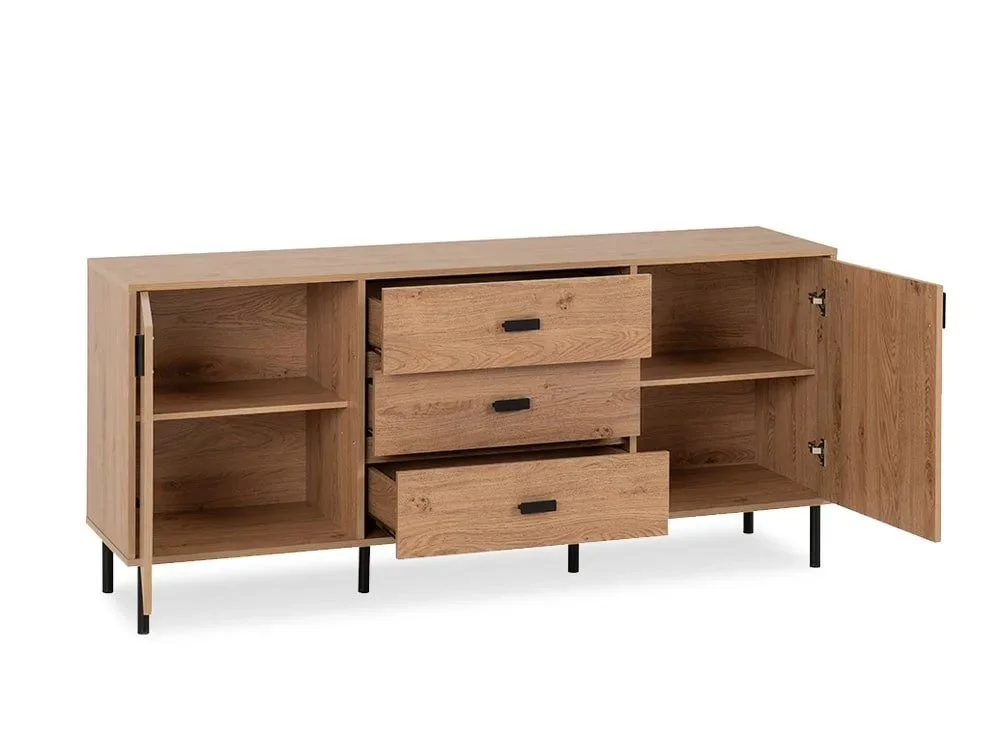 Seconique Clearance - Seconique Leon Oak 2 Door 3 Drawer Sideboard