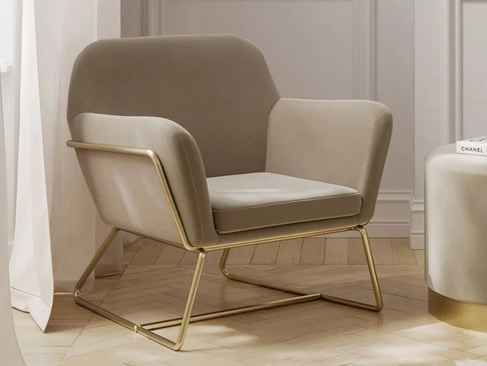 LPD Clearance - LPD Charles Beige Velvet Fabric Armchair