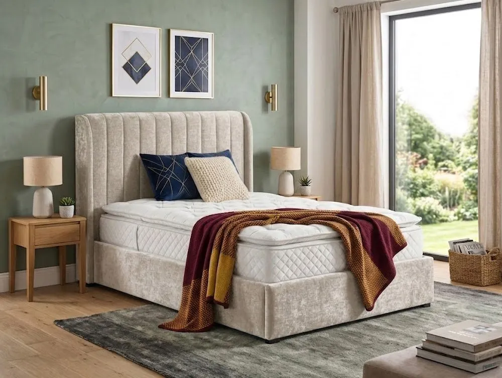 ASC ASC Finley Beige Fabric Ottoman Bed Frame