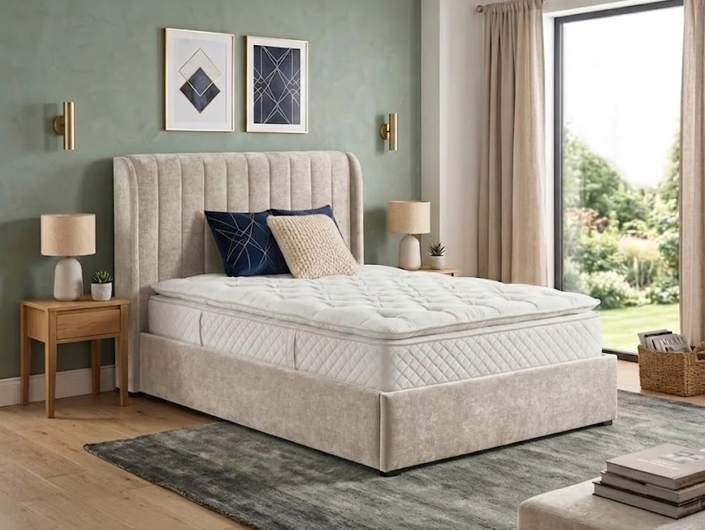 ASC ASC Finley Beige Fabric Ottoman Bed Frame
