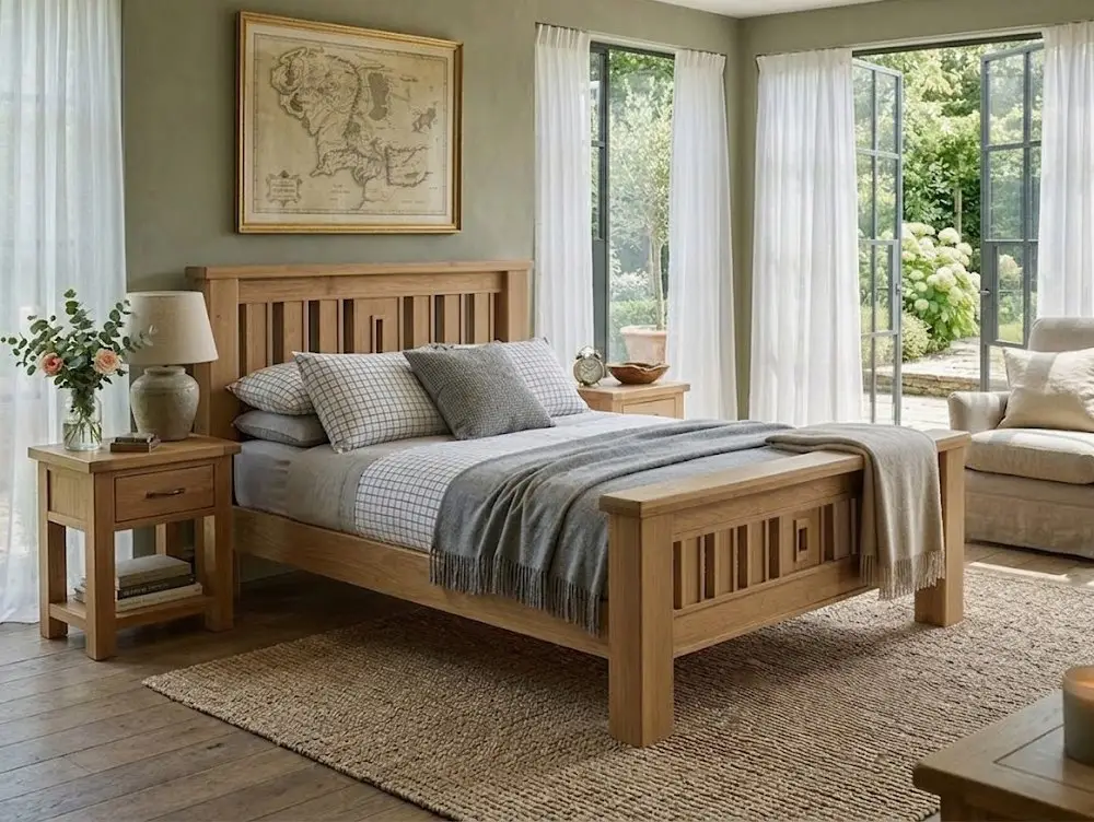 ASC ASC Selkirk Oak Wooden Bed Frame